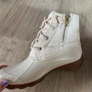 New never worn Sperry Syren gulf Sparkle Angira Lace-Up duck Boots cream size 8
